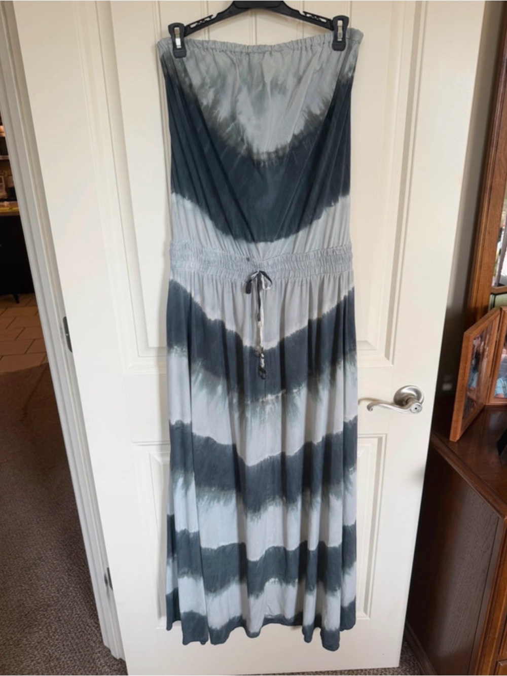Gypsy 05 Strapless Grey Tie-Dye Maxi Dress